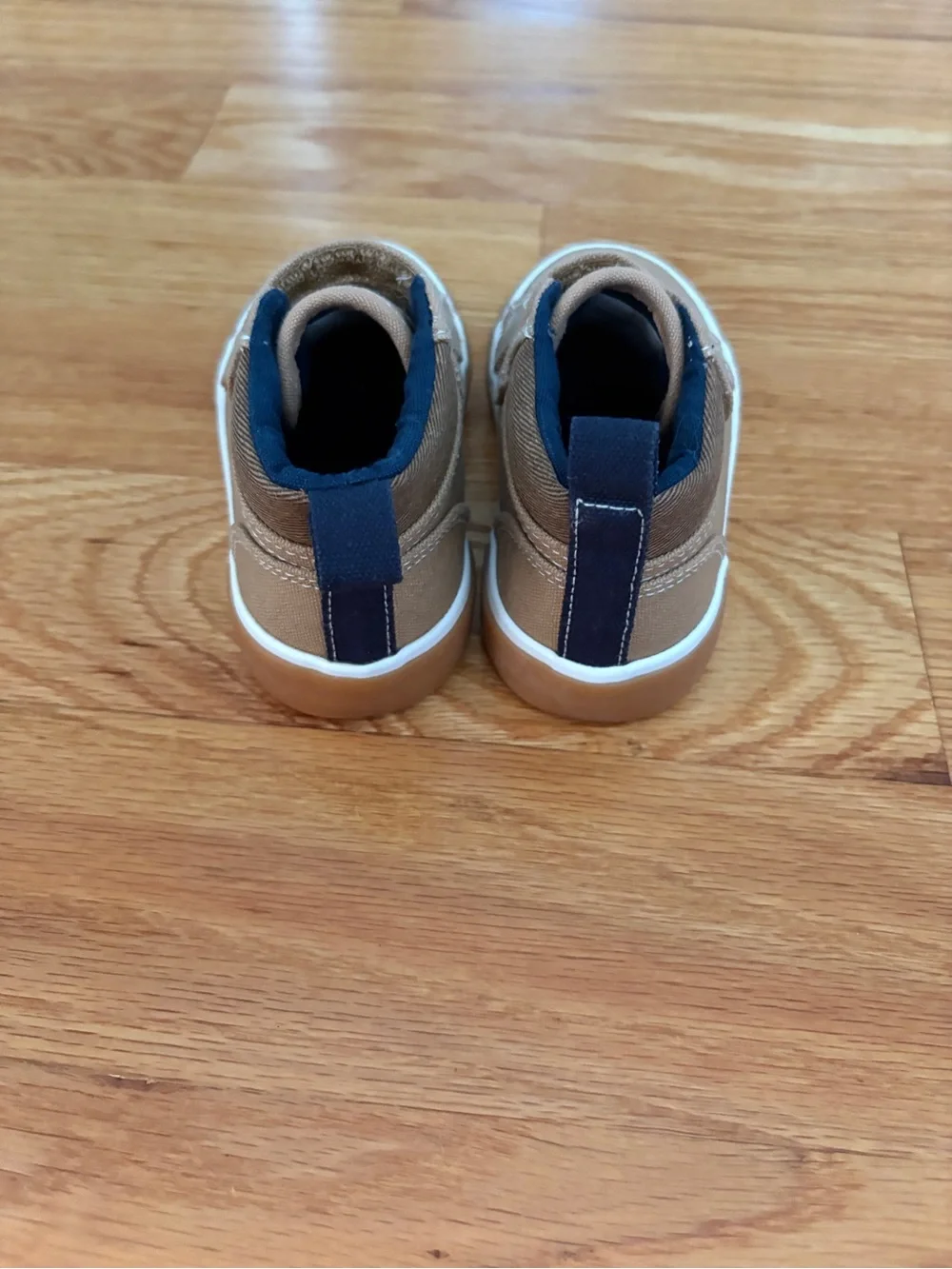 Old Navy Kids Tan High-Top Canvas Sneakers with Double Velcro Straps